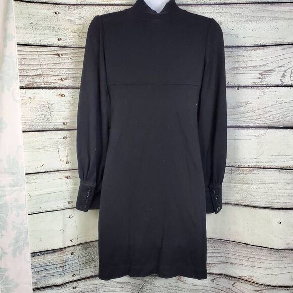 Karen Kane Black Mock Neck Sweater Dress Size M Long Sleeve USA Made - Picture 4 of 7